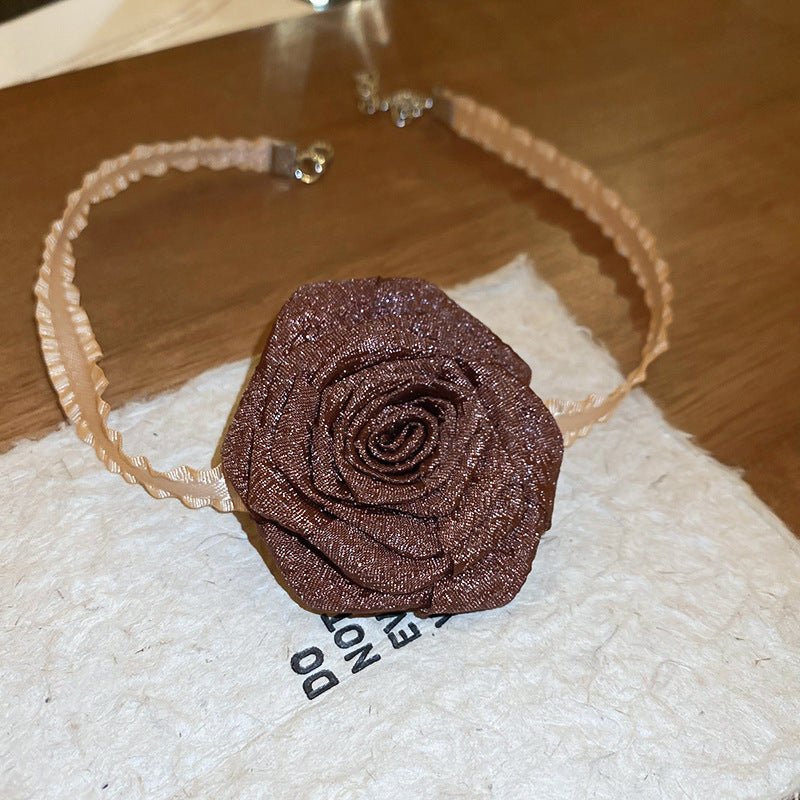 3D Rose Alloy Buckle Necklace - Tote and Lounge