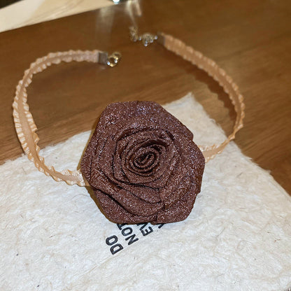 3D Rose Alloy Buckle Necklace - Tote and Lounge