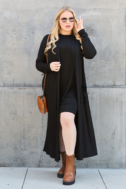 Basic Bae Full Size Open Front Long Sleeve Cover Up - Tote and Lounge