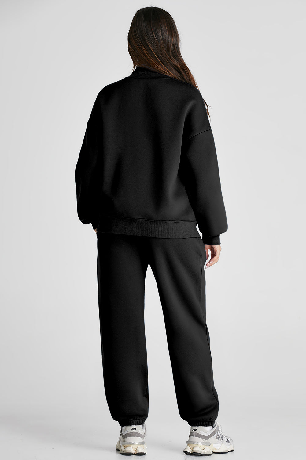 Quarter Zip Long Sleeve Top and Pants Set - Tote and Lounge