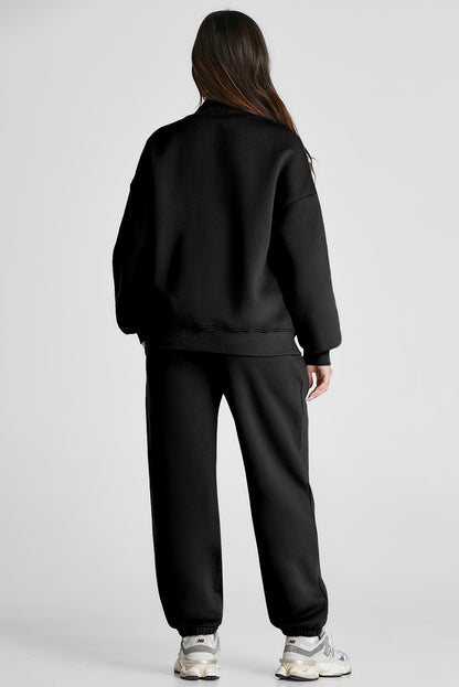 Quarter Zip Long Sleeve Top and Pants Set - Tote and Lounge