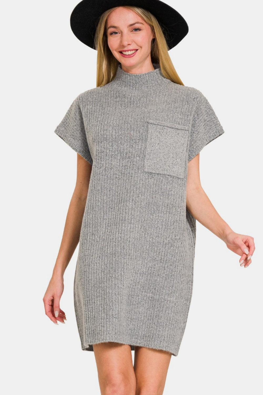 Zenana Short Sleeve Sweater Mini Dress - Tote and Lounge
