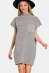 Zenana Short Sleeve Sweater Mini Dress - Tote and Lounge
