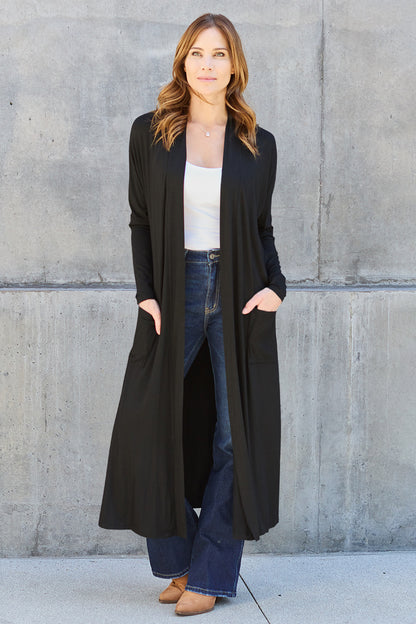 Basic Bae Full Size Open Front Long Sleeve Cover Up - Tote and Lounge