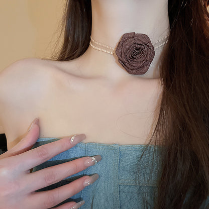 3D Rose Alloy Buckle Necklace - Tote and Lounge