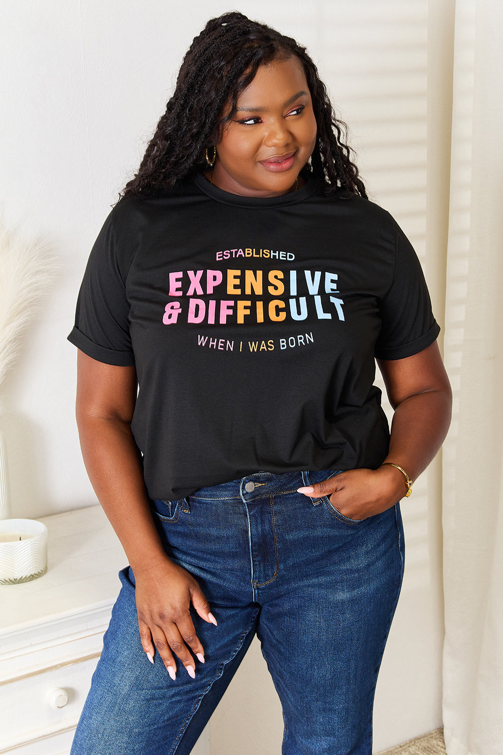 Simply Love Slogan Graphic Cuffed Sleeve T-Shirt - Tote and Lounge