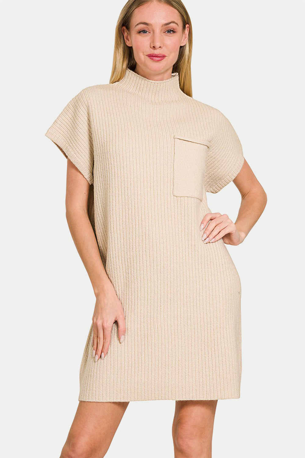 Zenana Short Sleeve Sweater Mini Dress - Tote and Lounge