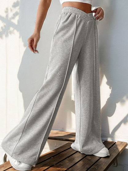 Elastic Waist Wide Leg Pants - Tote and Lounge