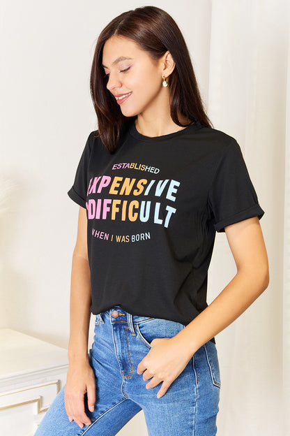 Simply Love Slogan Graphic Cuffed Sleeve T-Shirt - Tote and Lounge