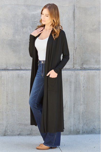 Basic Bae Full Size Open Front Long Sleeve Cover Up - Tote and Lounge