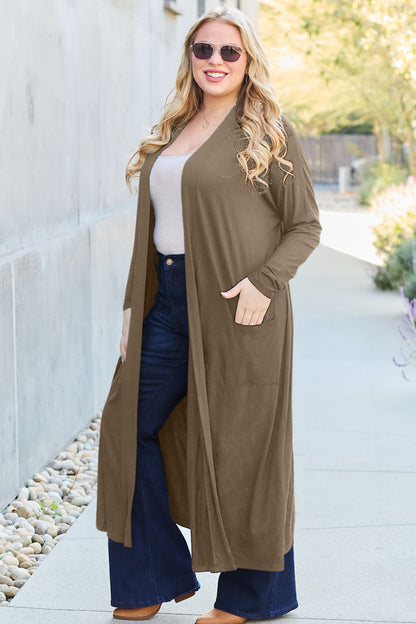 Basic Bae Full Size Open Front Long Sleeve Cover Up - Tote and Lounge