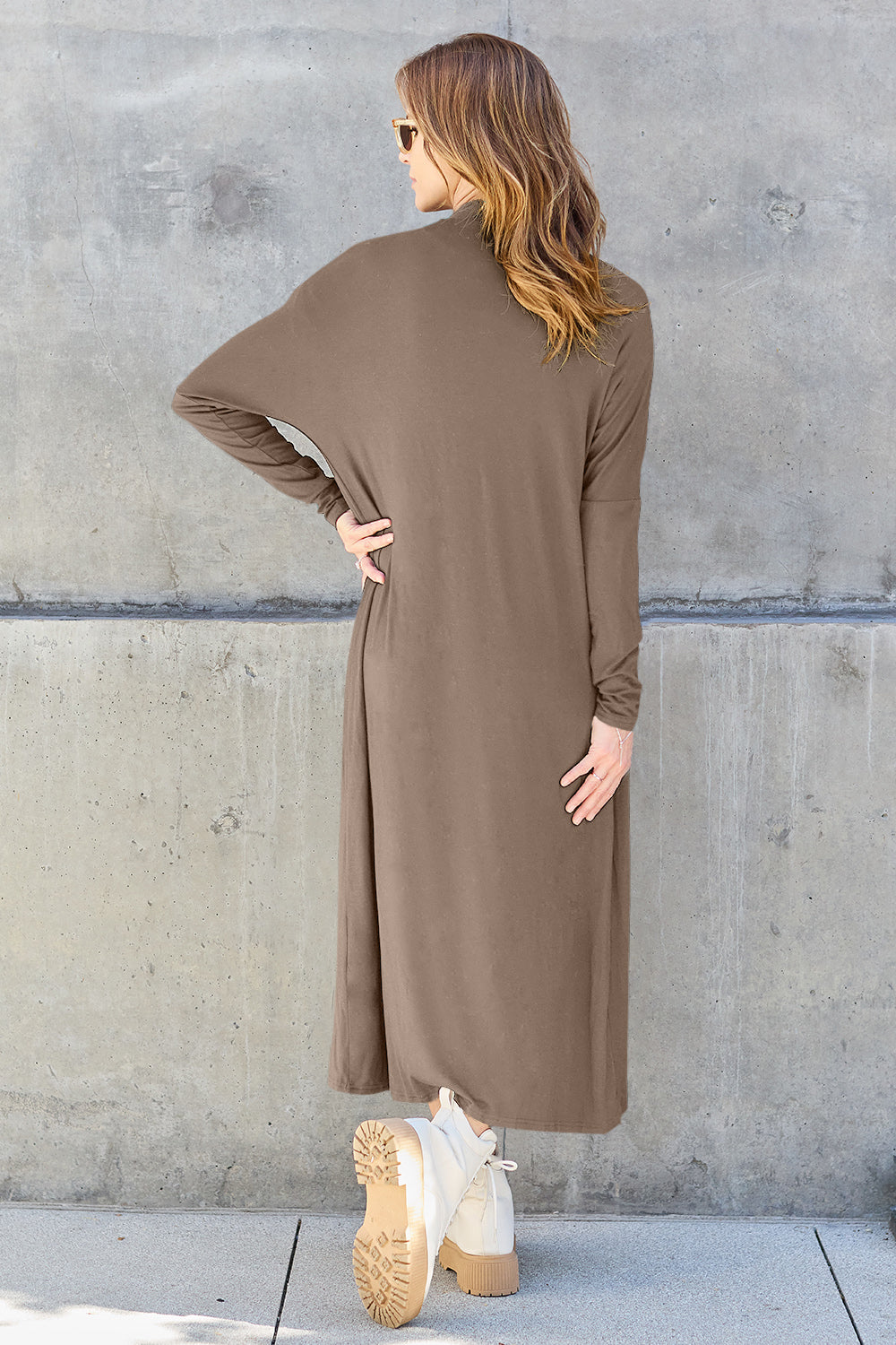 Basic Bae Full Size Open Front Long Sleeve Cover Up - Tote and Lounge