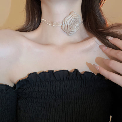 3D Rose Alloy Buckle Necklace - Tote and Lounge