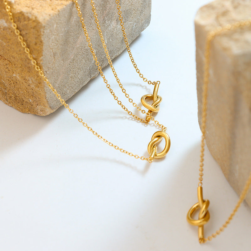 18K Gold-Plated Titanium Steel Knot Necklace - Tote and Lounge