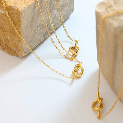 18K Gold-Plated Titanium Steel Knot Necklace - Tote and Lounge