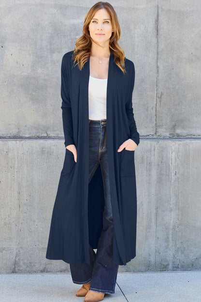 Basic Bae Full Size Open Front Long Sleeve Cover Up - Tote and Lounge