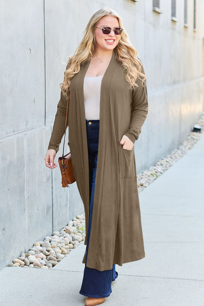 Basic Bae Full Size Open Front Long Sleeve Cover Up - Tote and Lounge