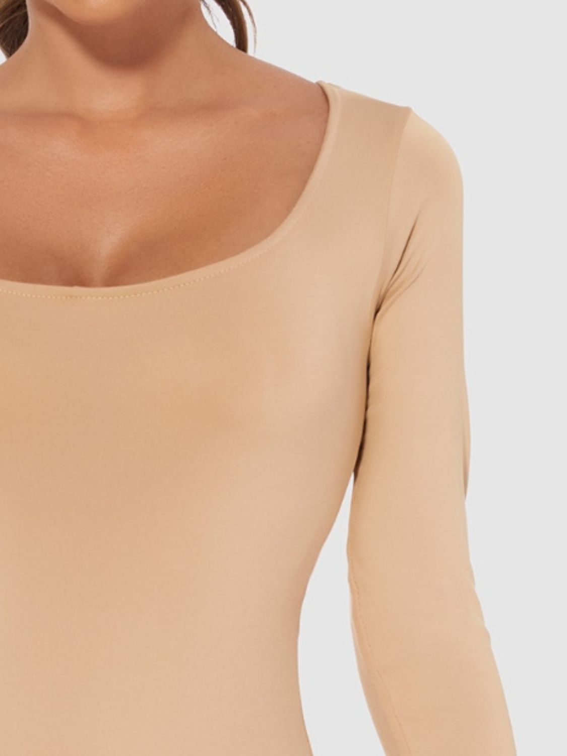 Full Size Scoop Neck Long Sleeve Bodysuit - Tote and Lounge