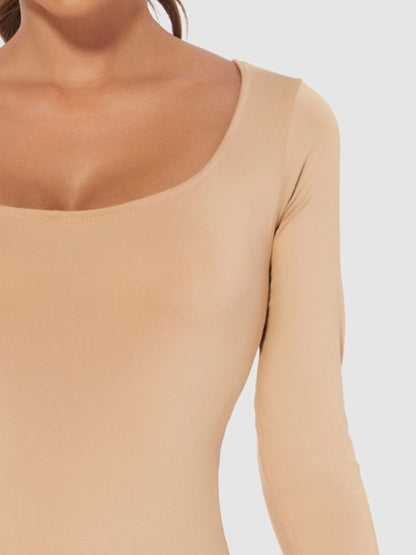Full Size Scoop Neck Long Sleeve Bodysuit - Tote and Lounge