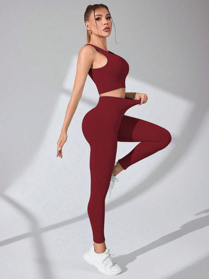 Scoop Neck Wide Strap Top and Pants Active Set - Tote and Lounge