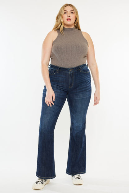 Kancan Full Size Mid Rise Flare Jeans - Tote and Lounge