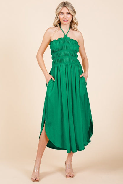 Culture Code Tie Back Shirring Dress with Pockets - Tote and Lounge