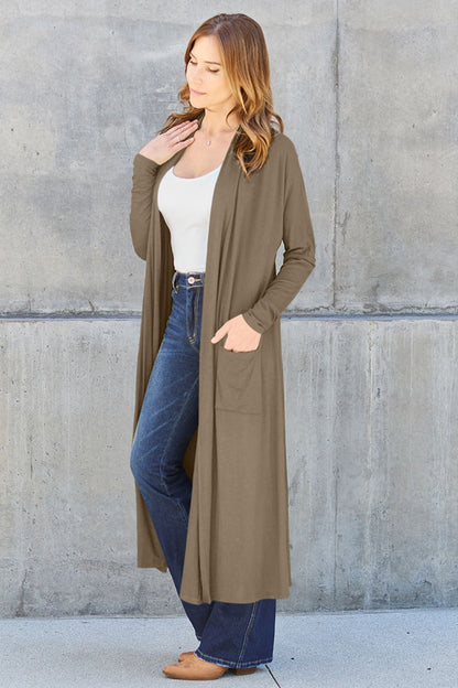 Basic Bae Full Size Open Front Long Sleeve Cover Up - Tote and Lounge