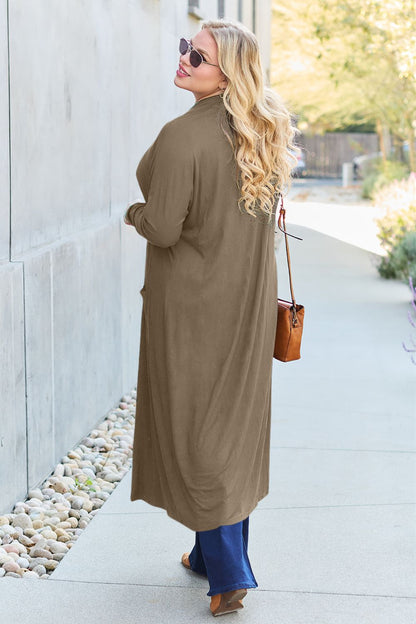 Basic Bae Full Size Open Front Long Sleeve Cover Up - Tote and Lounge