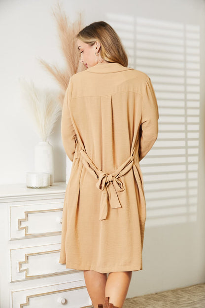 Culture Code Full Size Tied Trench Coat with Pockets - Tote and Lounge