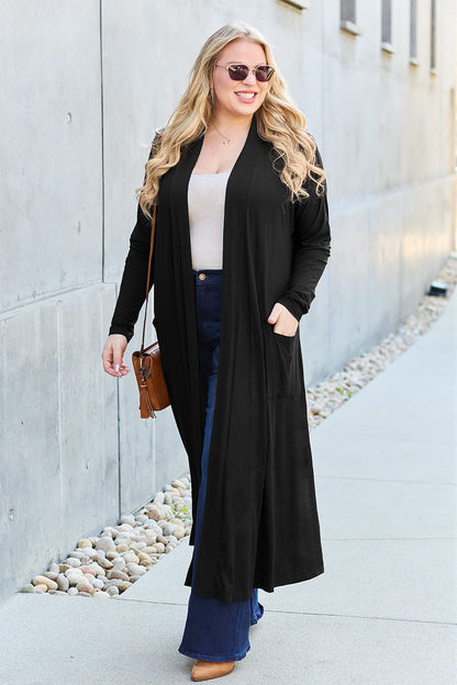 Basic Bae Full Size Open Front Long Sleeve Cover Up - Tote and Lounge