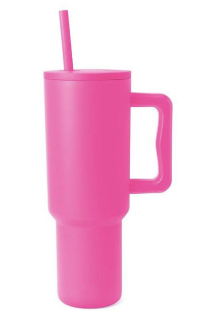 Monochromatic Stainless Steel Tumbler with Matching Straw - Tote and Lounge