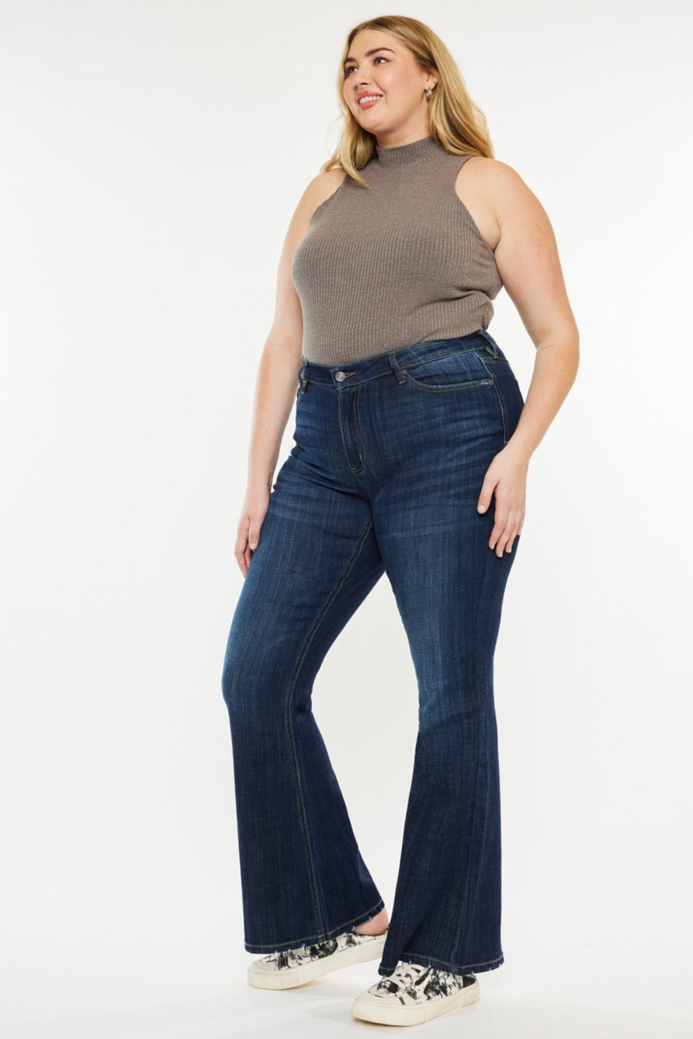 Kancan Full Size Mid Rise Flare Jeans - Tote and Lounge