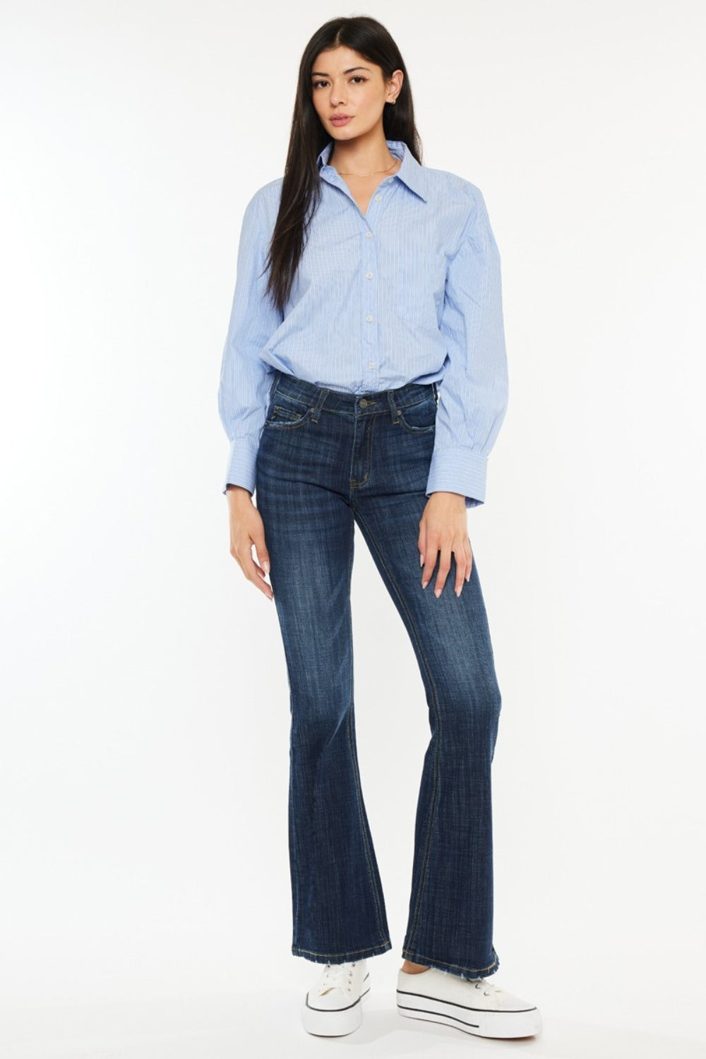 Kancan Full Size Mid Rise Flare Jeans - Tote and Lounge
