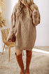 Cable-Knit Round Neck Sweater Dress - Tote and Lounge