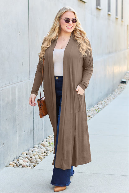 Basic Bae Full Size Open Front Long Sleeve Cover Up - Tote and Lounge