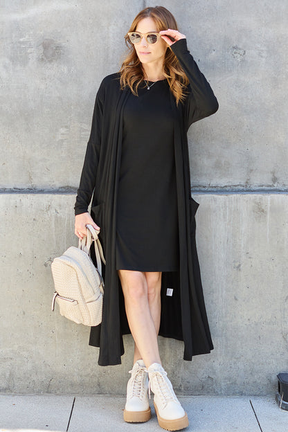 Basic Bae Full Size Open Front Long Sleeve Cover Up - Tote and Lounge