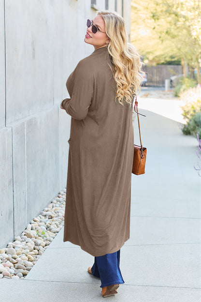Basic Bae Full Size Open Front Long Sleeve Cover Up - Tote and Lounge