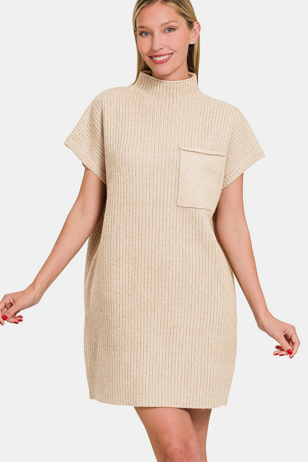 Zenana Short Sleeve Sweater Mini Dress - Tote and Lounge