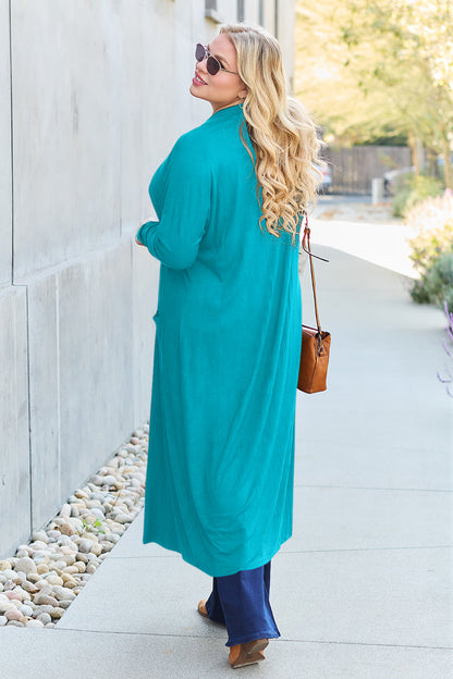 Basic Bae Full Size Open Front Long Sleeve Cover Up - Tote and Lounge