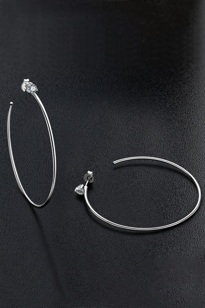 Adored 925 Sterling Silver Moissanite Hoop Earrings - Tote and Lounge